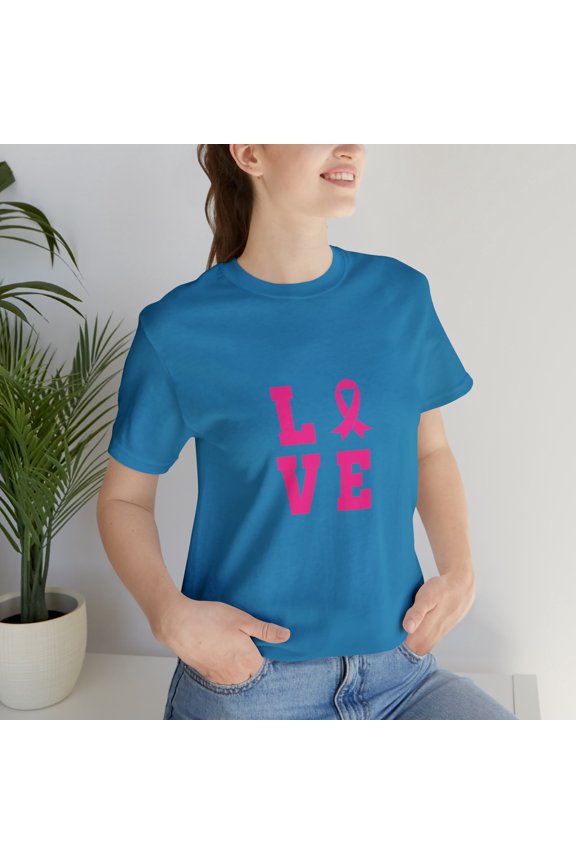 Love Pink Color Fight Breast Cancer Unisex Jersey Short Sleeve T-shirt