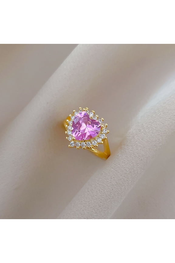 Love Pink Wedding Ring with Adjustable Opening and Simple Handmade Design