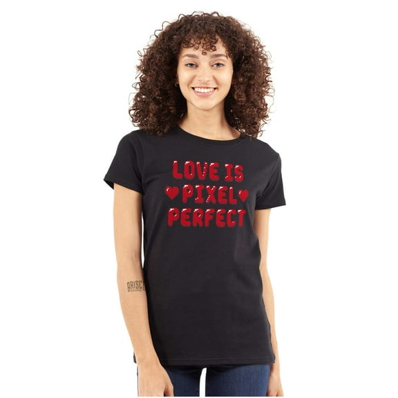 Love Pixel Perfect Valentines Day Womens Slim Fit Graphic Tee Brisco Brands L