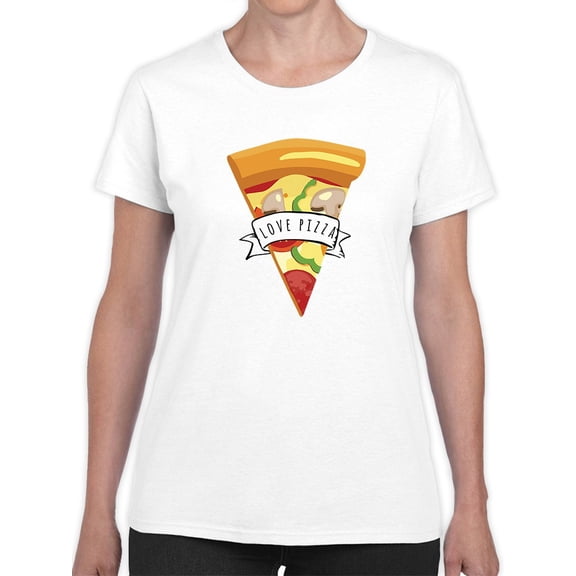 Love Pizza Graphic Women White T-Shirt, Female Large