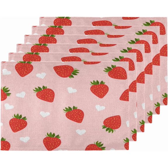 Love Placemats Set of 6, Heat Resistant Table Mats for Dining Kitchen, 12x18 Inch Washable Place mats for Wedding, Birthday, Christmas, Party, Table Decor