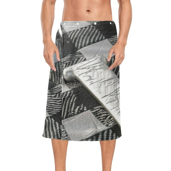 Love Plaids Bath Towel Wrap for Man Adjustable Shower Wrap Button Closure Body Towel for Sauna Gym