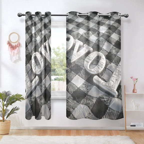 Love Plaids Blackout Curtains Thermal Insulation 63 inch Grommet for Bedroom Living Room Bathroom Kitchen Windows 2 Pack