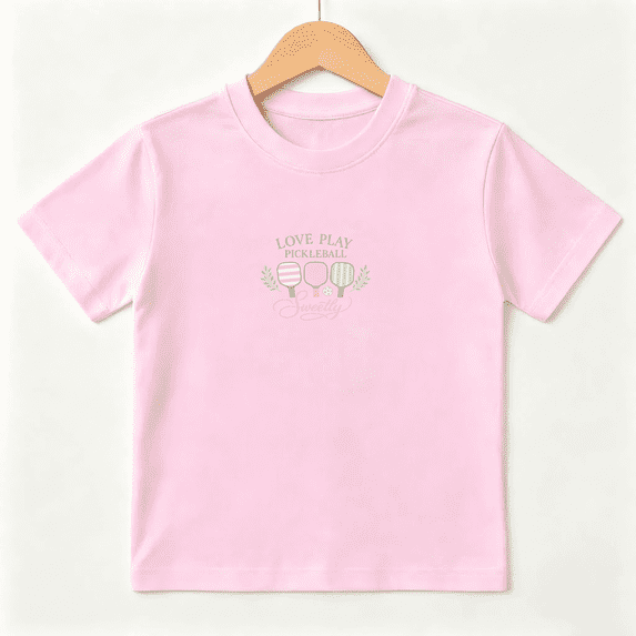 Love Play Pickleball Sweetly Paddle Graphic Retro Sports Short Sleeve Crewneck Cotton Kids T Shirt