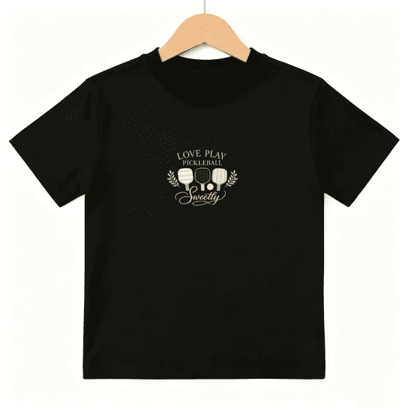 Love Play Pickleball Sweetly Paddle Graphic Retro Sports Short Sleeve Crewneck Cotton Kids T Shirt