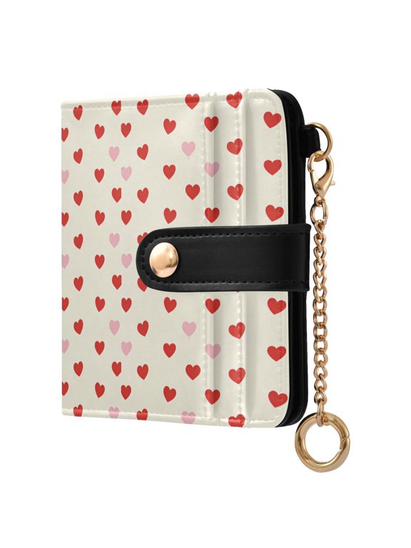 Love Is Plentiful Small Wallet for Women RFID Blocking Bifold PU Leather Credit Card Holder with Zipper Coin Pocket Compact Cute Travel Purse Magnetic Snap 7 Card Slots