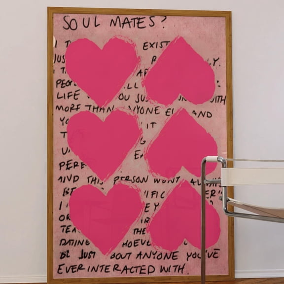 Love Poster, Retro Print, 70S Poster, Pink Wall Art, Psychedelic Art, Aesthetic Poster, Soulmate Poster, Love Letter Poster, Trendy Poster Wall Art, Modern Wall Decor, 16x24 UNFRAMED