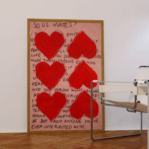 Love Poster, Retro Print, 70S Poster, Red Wall Art, Psychedelic Wall Art, Print, Soulmate Poster, Love Letter Poster, Trendy Print UNFRAMED PAPER POSTER, Home Decor, Vintage Gift, Living Room Dercor