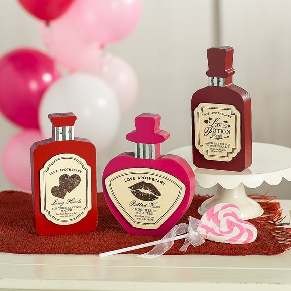 Love Potion Bottle Tabletop Sign Valentine Decorations - 3 Pc.
