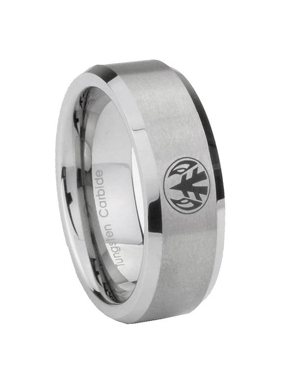 Love Power Rangers Brushed Beveled Edge Gray Tungsten Ring 10MM