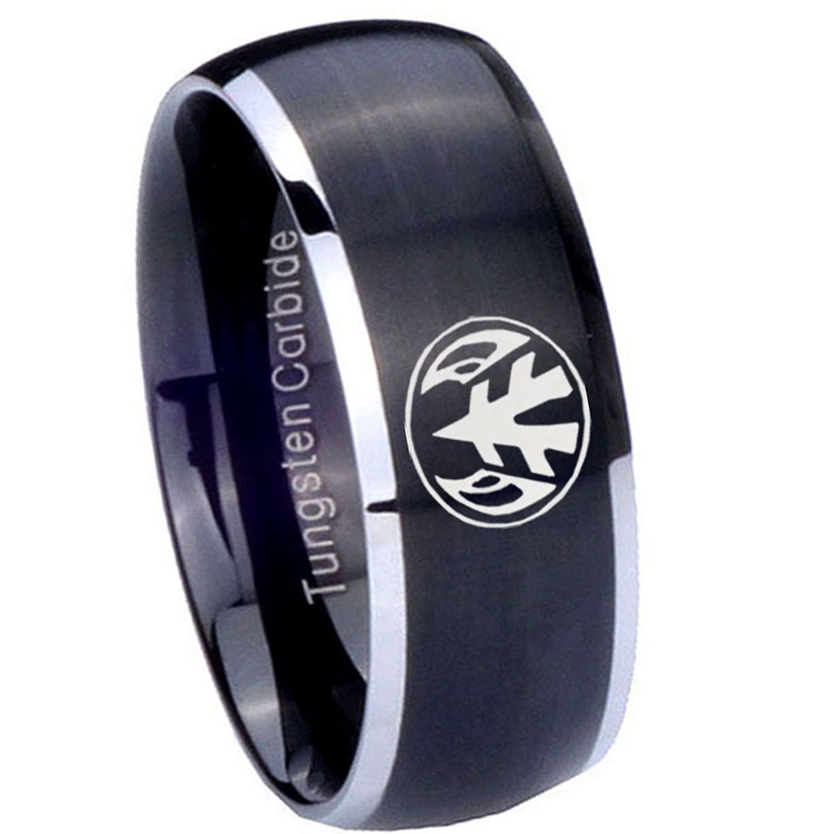 Tungsten Love Power Rangers 8mm Black 2 Tone Dome Brushed Edges Men's ...