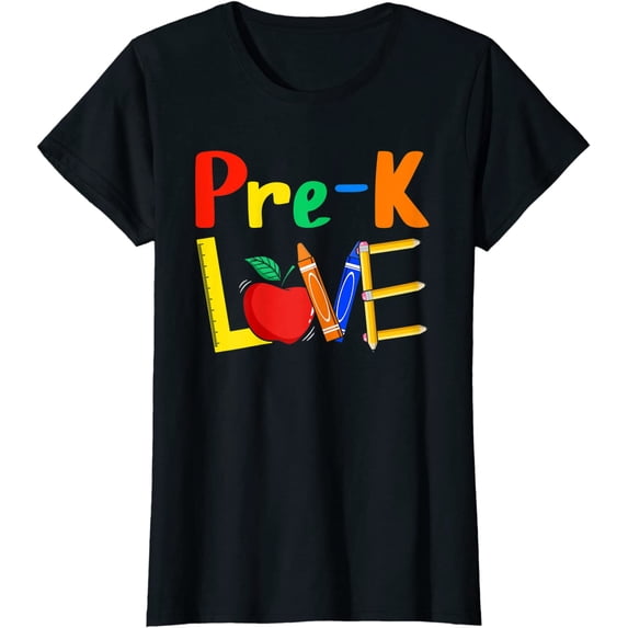 Love Pre-K Teacher Back To School Love Teaching T-Shirt Summer Crewneck Casual Tees
