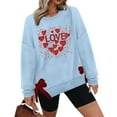 thumbnail image 1 of Love Print Casual Valentines Day Sweatshirts with Side Bow Applique, 1 of 5