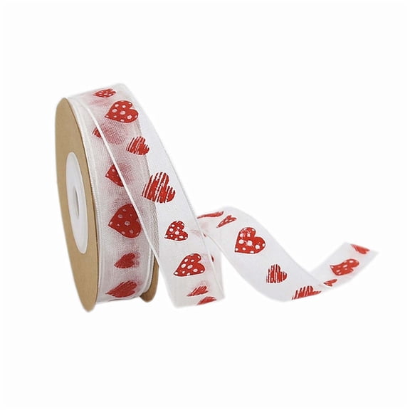 Love Printing Yarn Silk Gift Surprise Surprise Wrapping Rope Valentine'S Day Red Ribbon Soft Spool Stored Pattern Machine Washable