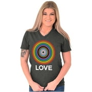 Love Progress Gay Pride Flag Spiral V-Neck T Shirts Men Women Brisco Brands X