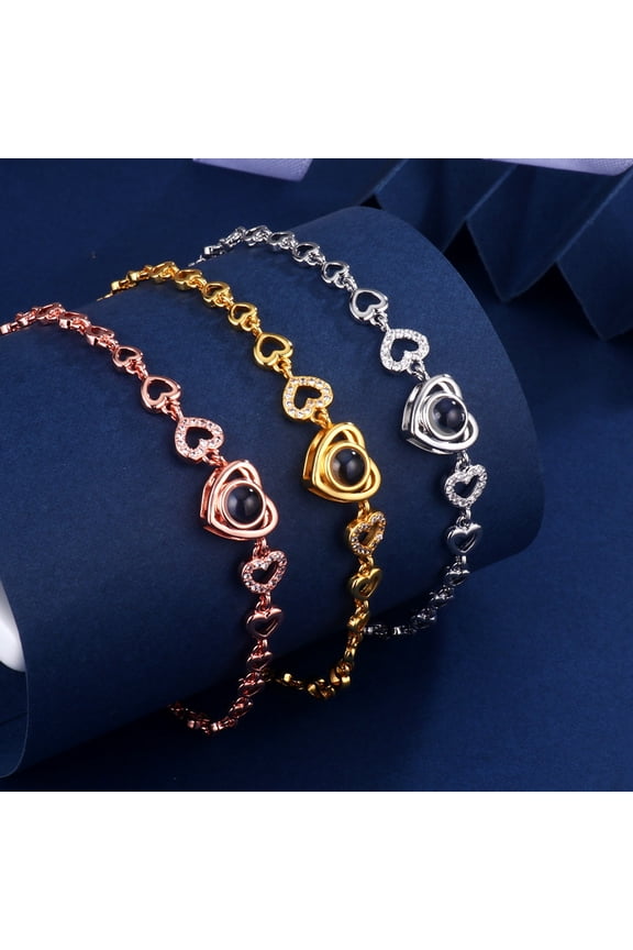 Love Projection All-match Fashion Zircon Heart-shaped HD Color Photo Bracelet