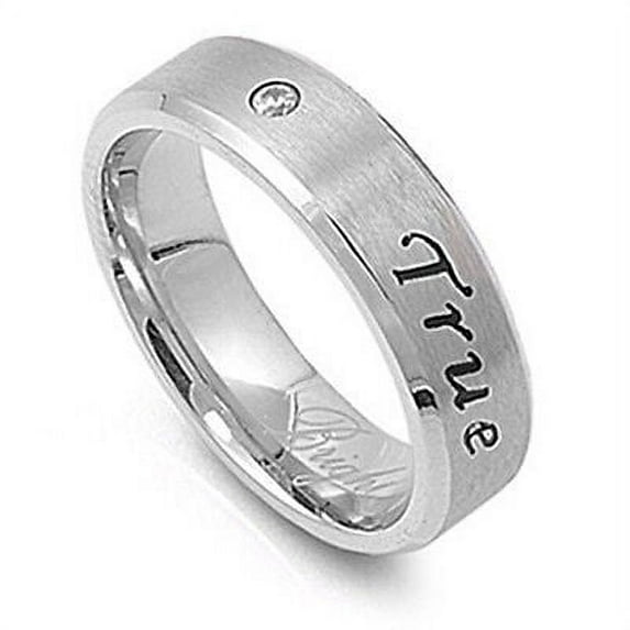 Love Promise Women's Wedding Engagement Ring Size 5-10. Steel - True Love Waits