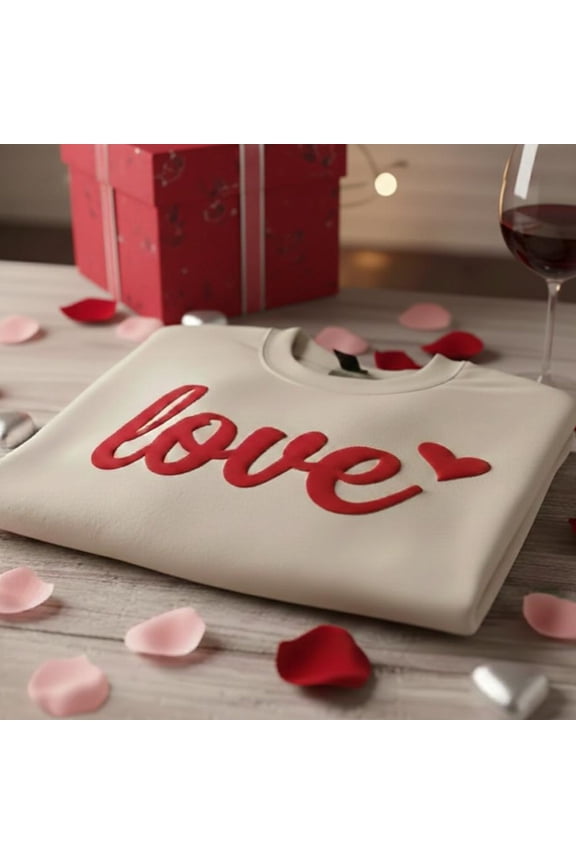 Love Puff Print Shirt Embossed 3D Lettering TShirt