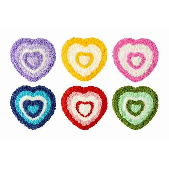 Love Punch Needle Coasters Kit,6-pattern punch needle Needle Coasters Kit ,Punch Art for Beginners,Suitable for Home Decoration