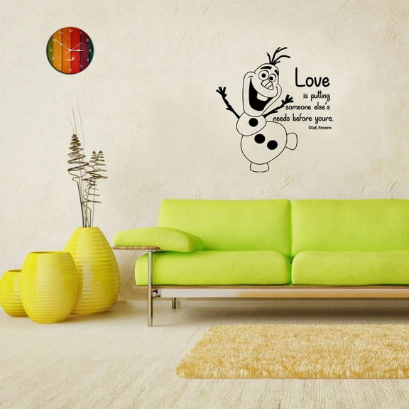 Love is Putting Olaf Frozen Cartoon Character Cartoon Wall Sticker Art Decal for Girls Boys Room Bedroom Nursery Kindergarten House Fun Home Decor Stickers Wall Art Vinyl Decoration Size (20x20 inch)
