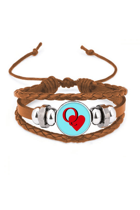Love Queen Heart Q Poker Bracelet Wristband Leather Jewelry Ornament