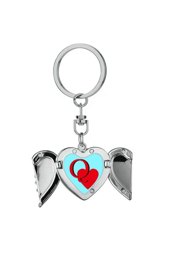 Love Queen Heart Q Poker Heart Angel Wing Key Chain Holder