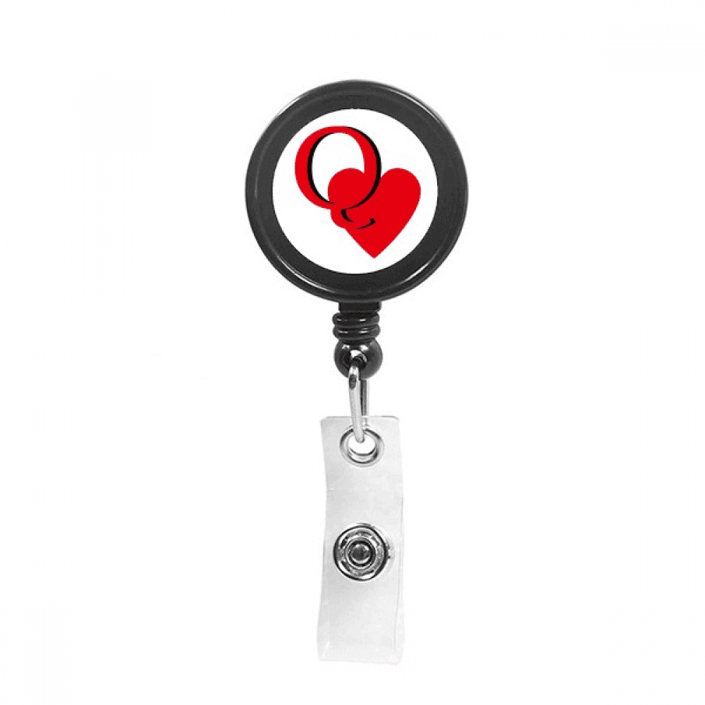 Love Queen Heart Q Poker Retractable Keychain Badge Holder ID Badge