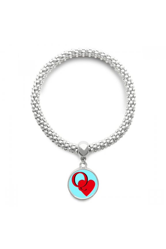 Love Queen Heart Q Poker Sliver Bracelet Pendant Jewelry Chain Adjustable Bangle
