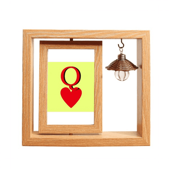 Love Queen Heart Q Poker Wooden Rotating Picture Photo Frame 4x6