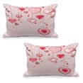 thumbnail image 1 of Love Quilted Pillowcover Set of 2, Contour Hearts Hanging on Strings Romantic Anniversary Celebration Happy Print, Standard Queen Size Pillow Cover for Bedroom, 36" x 20", Rose Red Pink, by Ambesonne, 1 of 1