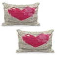 thumbnail image 1 of Love Quilted Pillowcover Set of 2, Heart Design Elements Love Letter Handwriting Calligraphy Curve Old Style Print, Standard Queen Size Pillow Cover for Bedroom, 30" x 20", Beige Magenta, by Ambesonne, 1 of 1