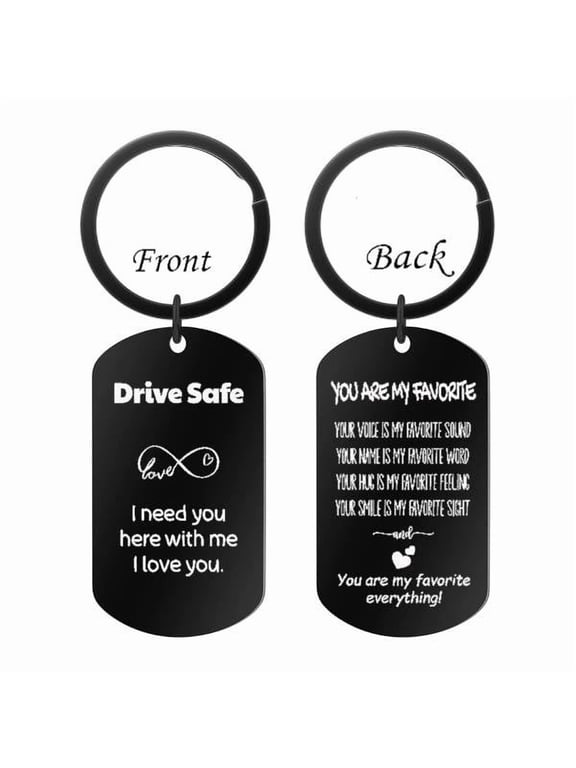 Love Quote Keychain, Stainless Steel Engraved Key Rings with Sweet Messages, Anniversary, Birthday Gift for Him, Her, Long Distance Relationships
