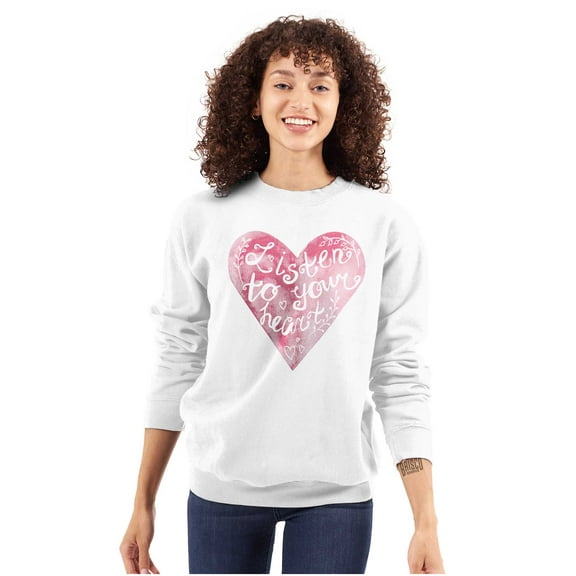 Love Quote Listen Your Heart Romantic Women Plus Size Crewneck Sweatshirt Brisco Brands 4X