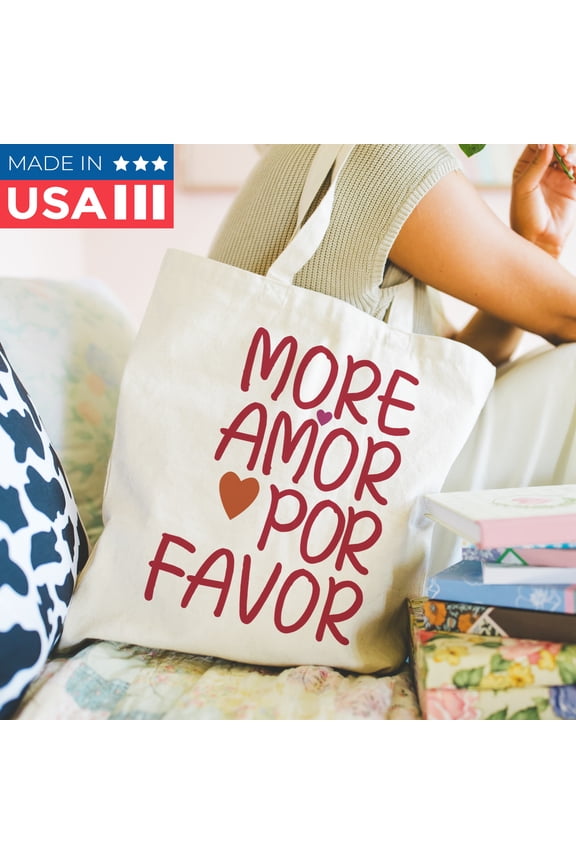 Love Quotes Canvns Tote Bag ,14x16 Inch Polyester Cotton Straps Reusable Handles Holds for Shpping,Scool,Work,Travel. Made In USA