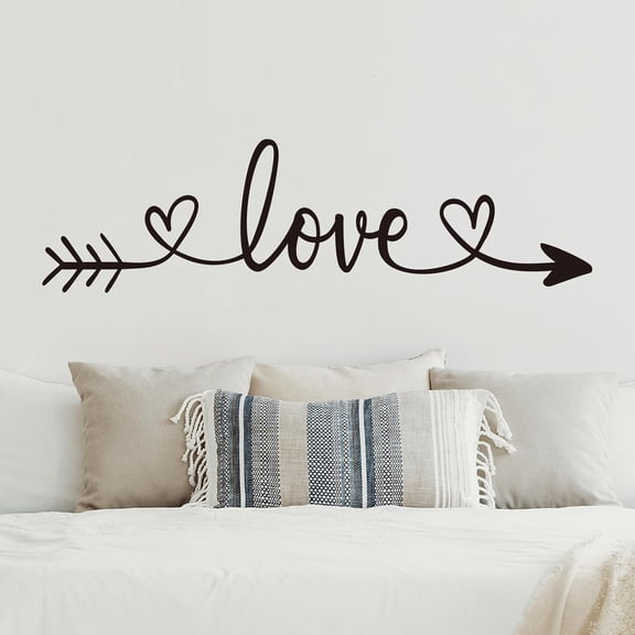 Love Quotes Wall Stickers: Inspirational Vinyl Art Couples Wall Decals for Home Bedroom Bathroom Living Room - Love Arrow 25"X7"