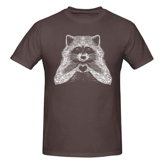 Love Raccoon Men'S Basic Short Sleeve T-Shirt Coffee Small