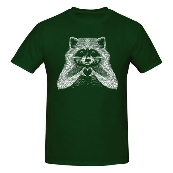 Love Raccoon Men'S Basic Short Sleeve T-Shirt Dark Green Medium