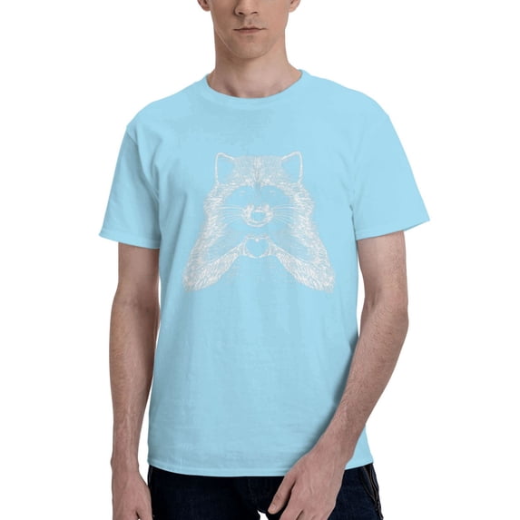 Love Raccoon Men'S Basic Short Sleeve T-Shirt Sky Blue 6x-Large