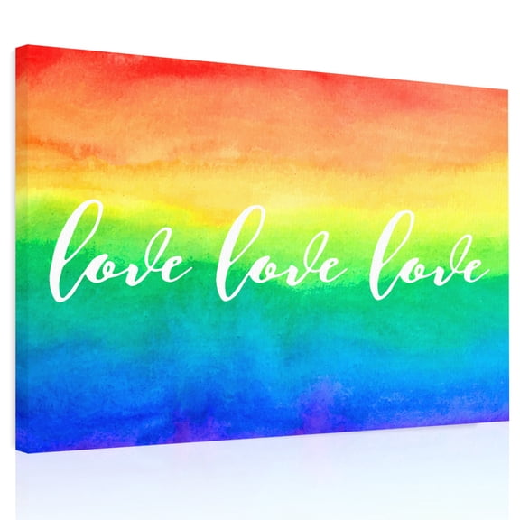 Love Rainbow Canvas Print Wall Art, Gradient Wall Decor Modern Artwork Paintings Pictures for Living Room Framed and Stretched Ready to Hang, 24" x 32"