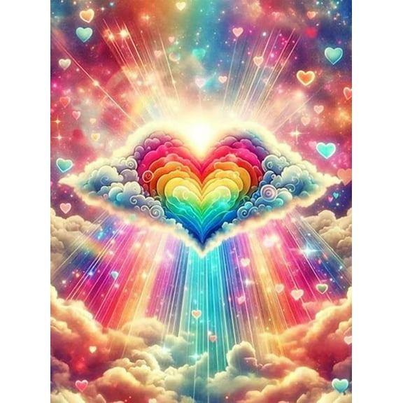 5D DIY Diamond Art Kits for Adults Beginners,Love Rainbow Diamond Dots Art,Home Wall Decor 11.8x15.8inches.