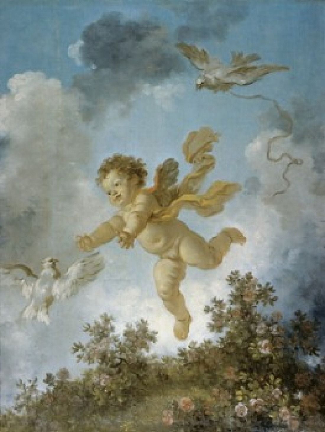Love Reaching for a Dove  Jean Honor Fragonard (1732-1806French) Canvas Art - Jean Honor Fragonard (24 x 36)