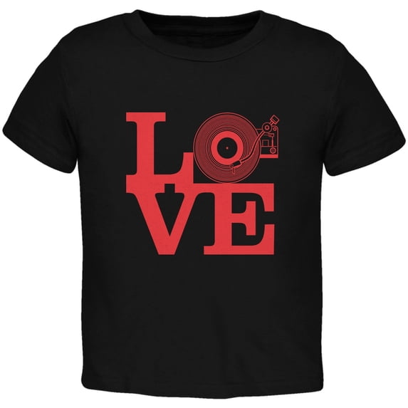 Love Record Player Black Toddler T-Shirt - 3T