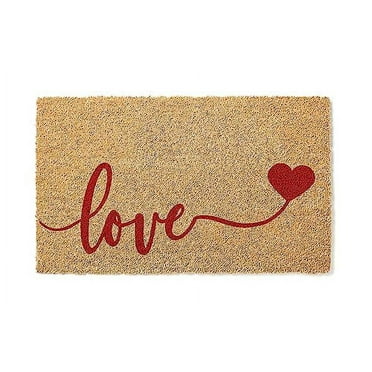 Love Red Heart Welcome Premium Coir Doormat