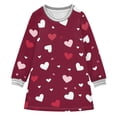 thumbnail image 1 of Love Red Pattern Girls'long-sleeved dress Thickened A-dress Warm Dress Basic Shirt Party Dresses, 1 of 2