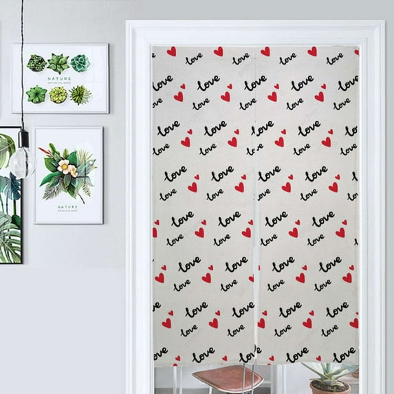 Love Red Shape Pattern Door Curtain Nordic Living Room DoorCurtain Porch Partition Curtain Kitchen Rative Half Curtain