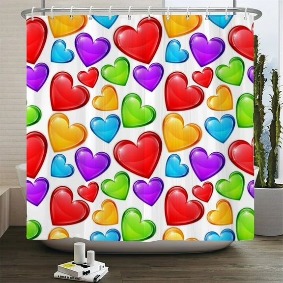 Love Red lip Printed Fabric Bathroom Shower Curtain Waterproof Pink Love Bath Curtains Valentine's Day Home Decoration Curtain