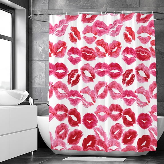 Love Red lip Printed Fabric Bathroom Shower Curtain Waterproof Pink Love Bath Curtains Valentine's Day Home Decoration Curtain