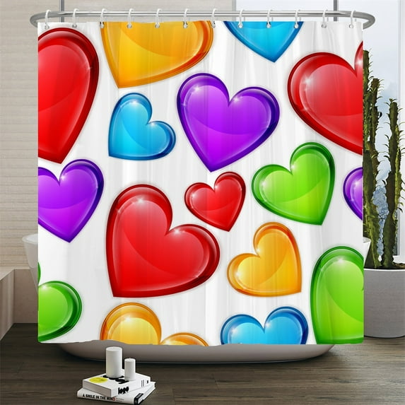 Love Red lip Printed Fabric Bathroom Shower Curtain Waterproof Pink Love Bath Curtains Valentine's Day Home Decoration Curtain