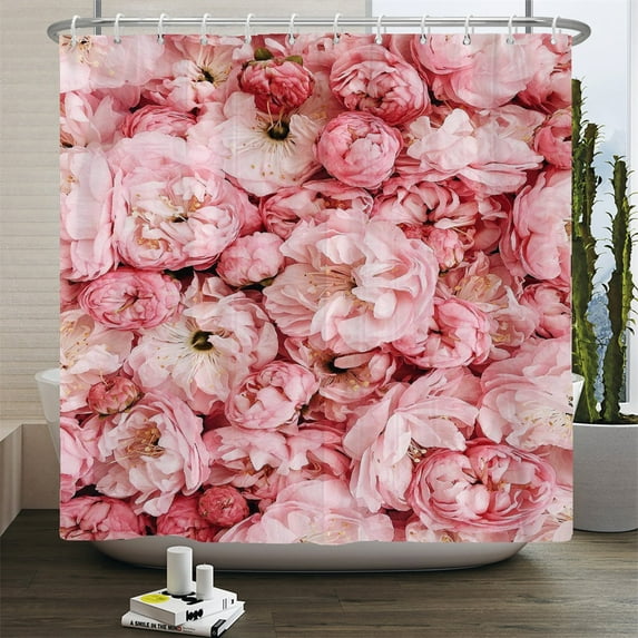 Love Red lip Printed Fabric Bathroom Shower Curtain Waterproof Pink Love Bath Curtains Valentine's Day Home Decoration Curtain