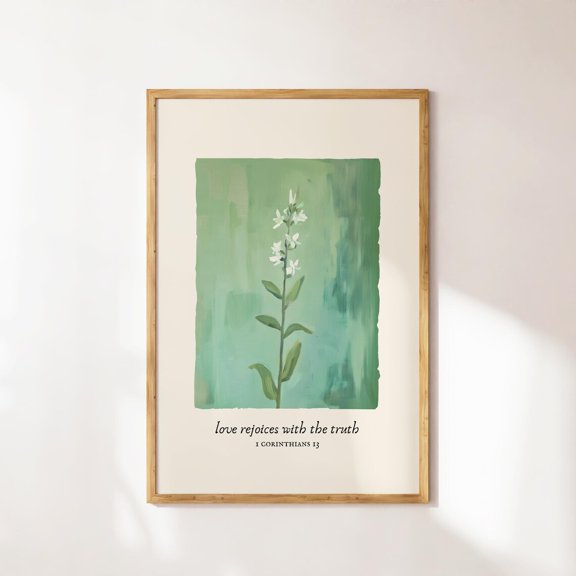 Love Rejoices Truth Floral Scripture Wall Art Home Decor